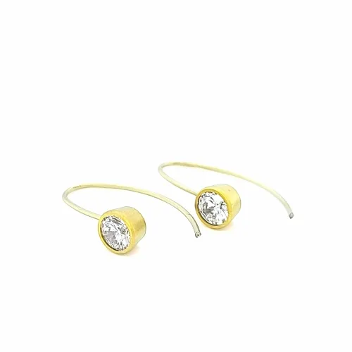 Stone Set Wire Yellow Drop Earrings 